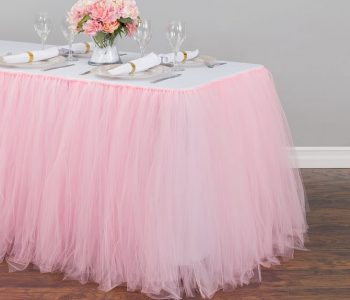 21 ft. Tulle Tutu Table Skirt Light Pink