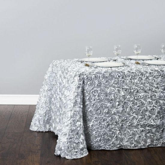 silver rosette tablecloth