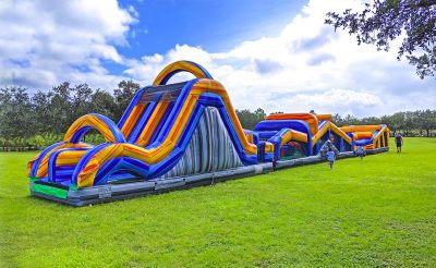 obstacles bounce house and slide