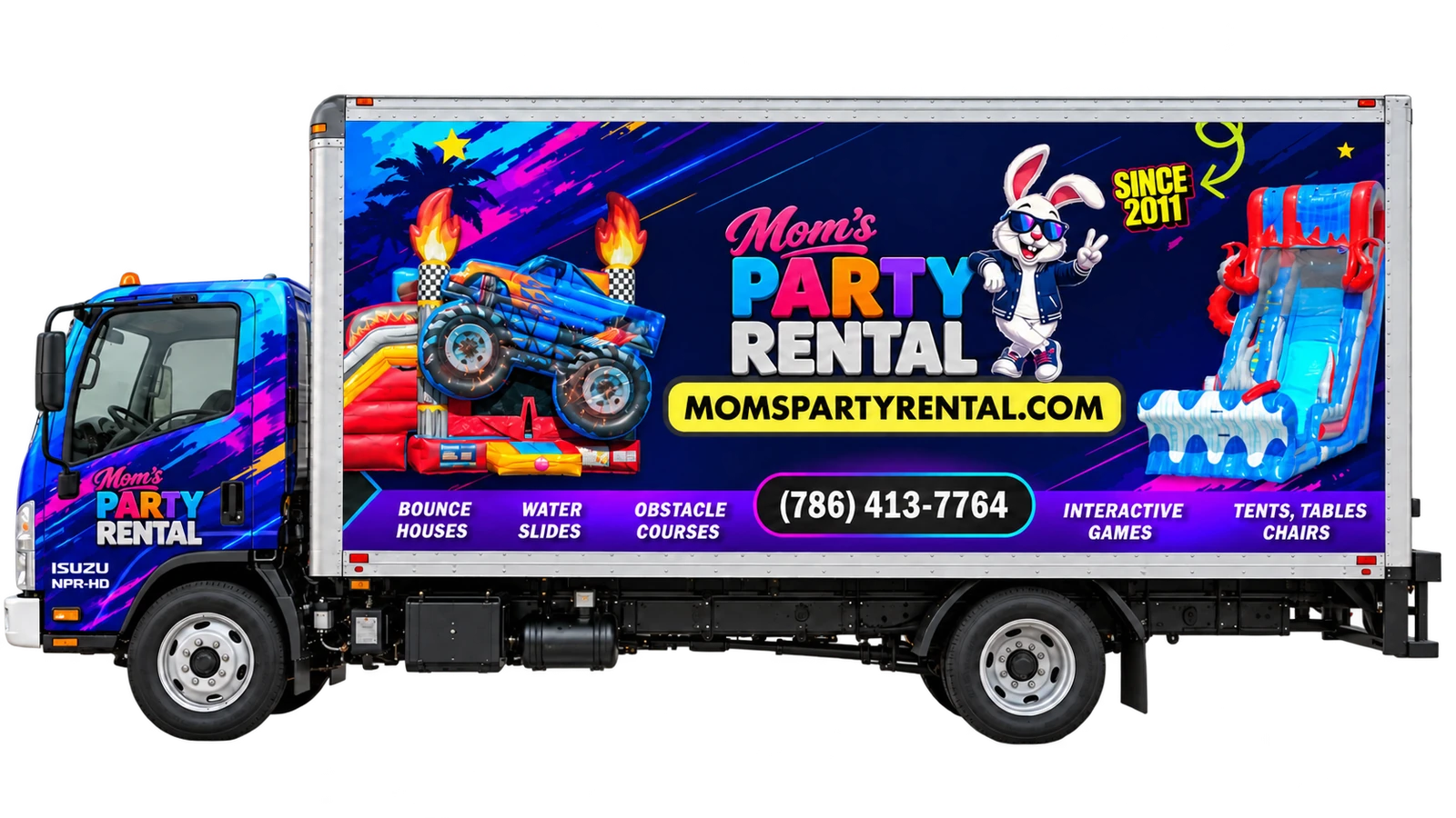 Mom’s Party Rental delivery truck